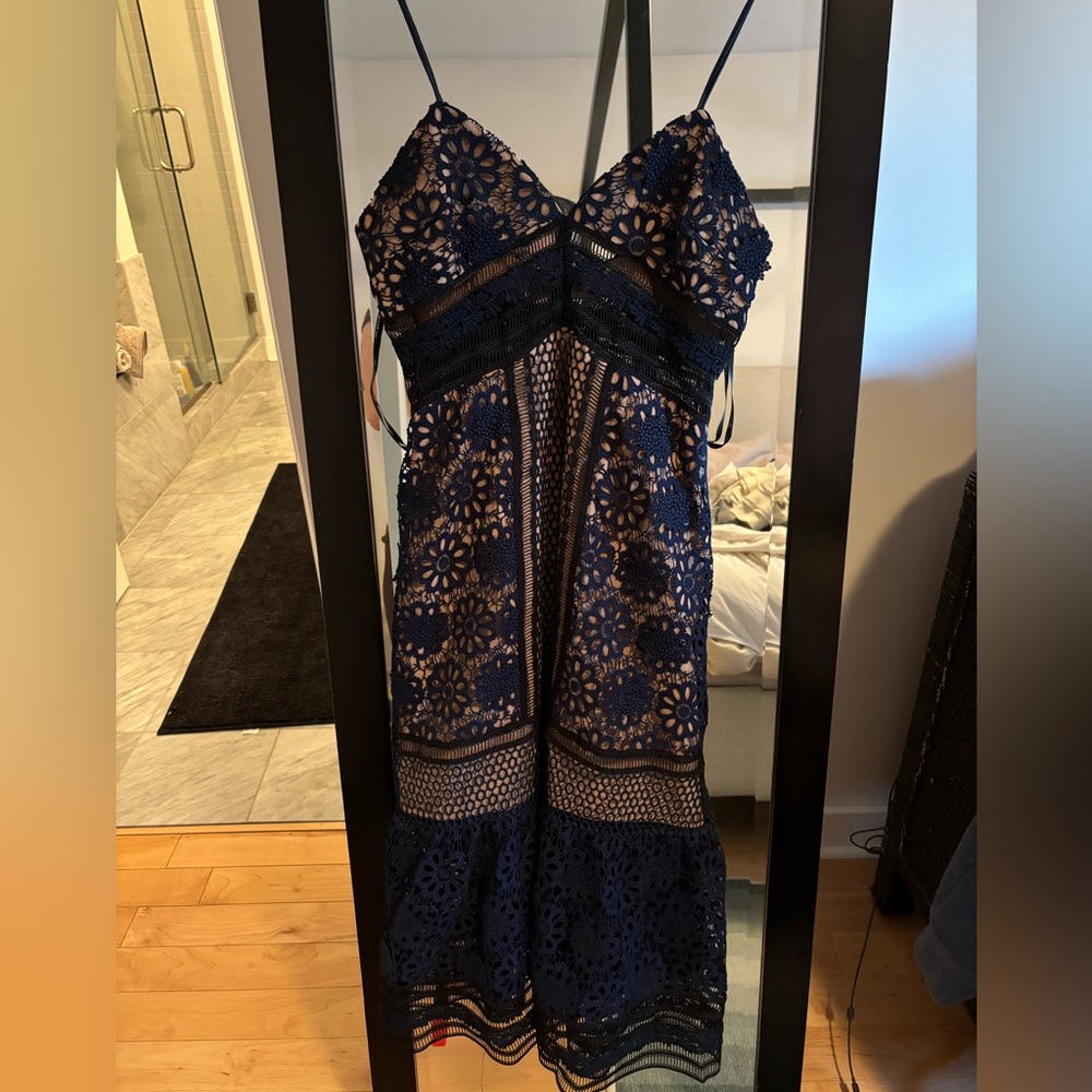 Self portrait navy blue lace dress